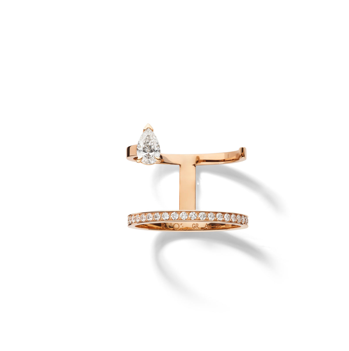 Repossi Pink Gold Diamond Serti Sur Vide Ring