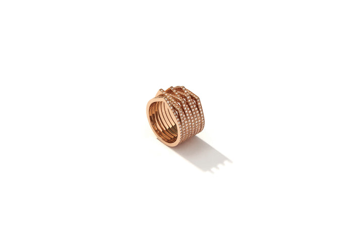 Repossi 8 Row Pink Gold Diamond Antifer Ring