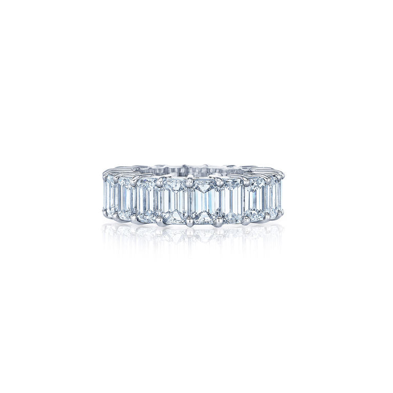 Kwiat Eternity Wedding Ring with Emerald-Cut Diamonds in Platinum, 10.70 Carats