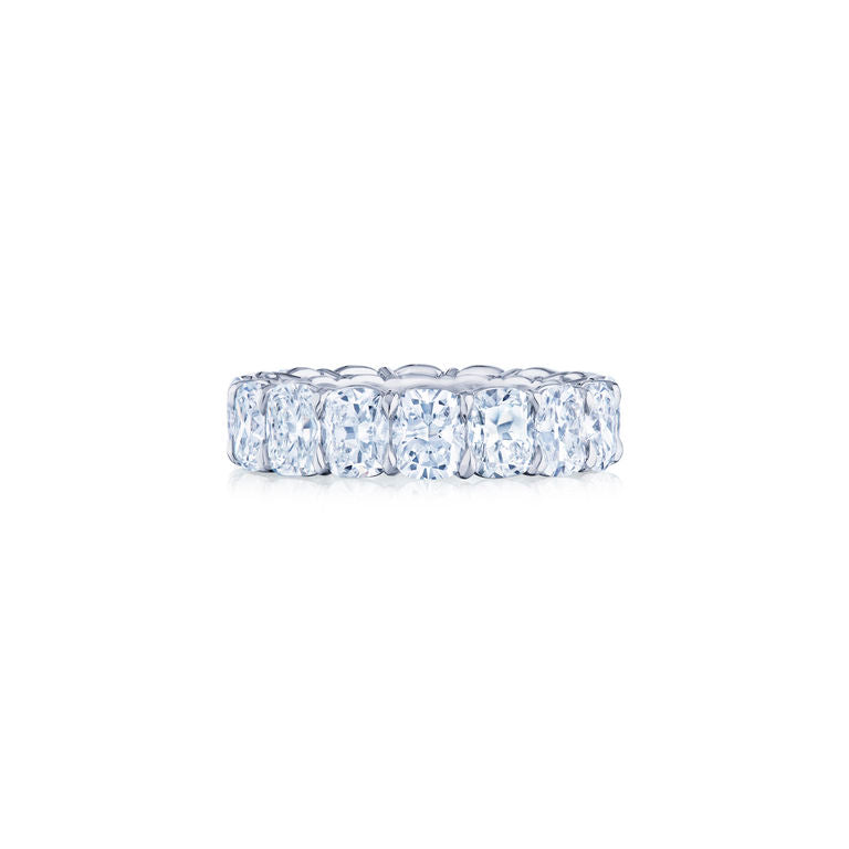 Kwiat Eternity Wedding Ring with Kwiat Cushion Diamonds in Platinum, 7.63 Carats