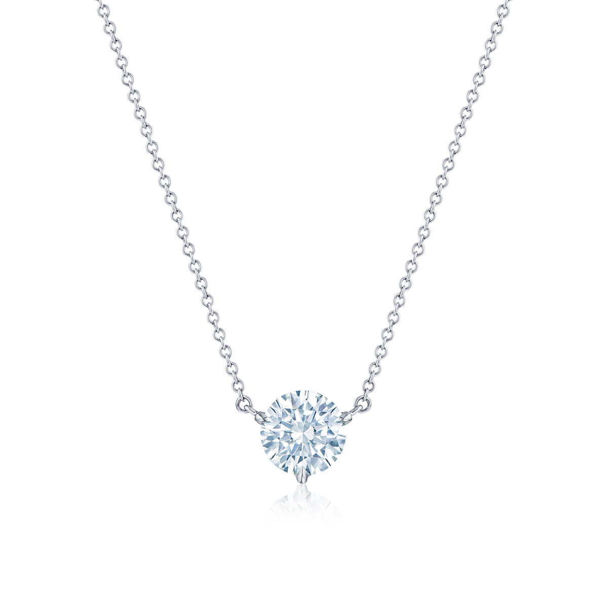 Kwiat Round Brilliant Diamond Solitaire Pendant in Platinum, 3.01 Carats