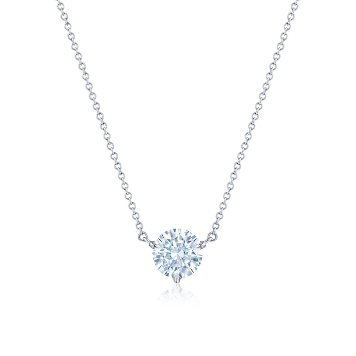 Kwiat Round Brilliant Diamond Solitaire Pendant in Platinum, 3.01 Carats