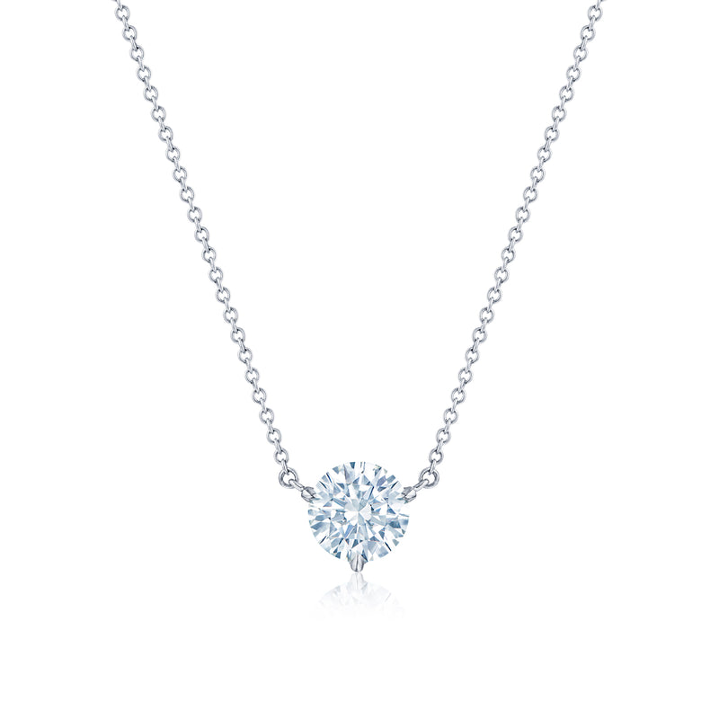 Kwiat Round Brilliant Diamond Solitaire Pendant in Platinum, 3.01 Carats