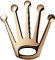 The five-pronged metallic crown logo of the luxury watch brand Rolex.