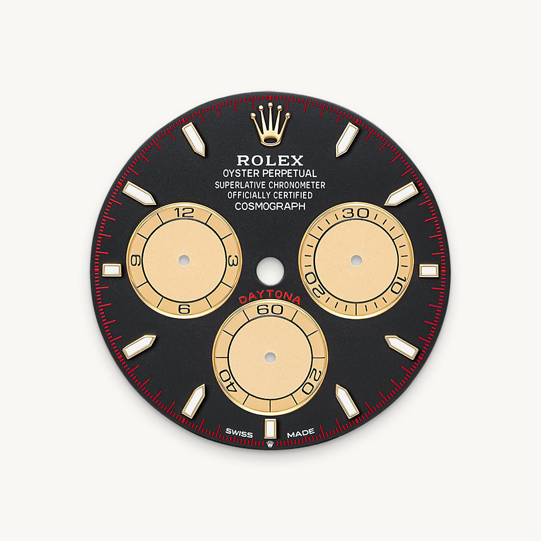 Intense black and Champagne-colour dial