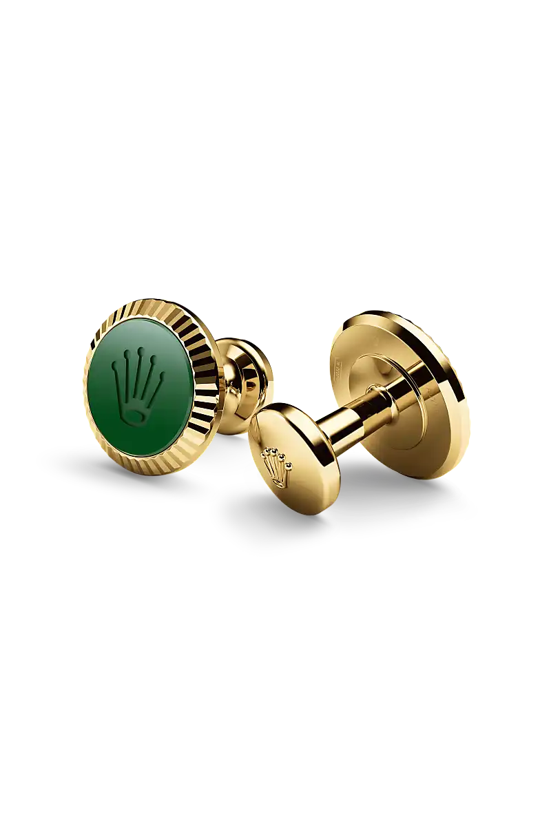 Rolex 'Fluted' Cufflinks Yellow gold and ceramic